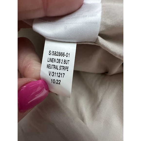 Banana Republic Long&Lean‎ Cream Striped Blazer Sz 8 Women's Linen Blend #QR7-6 - Picture 8 of 11
